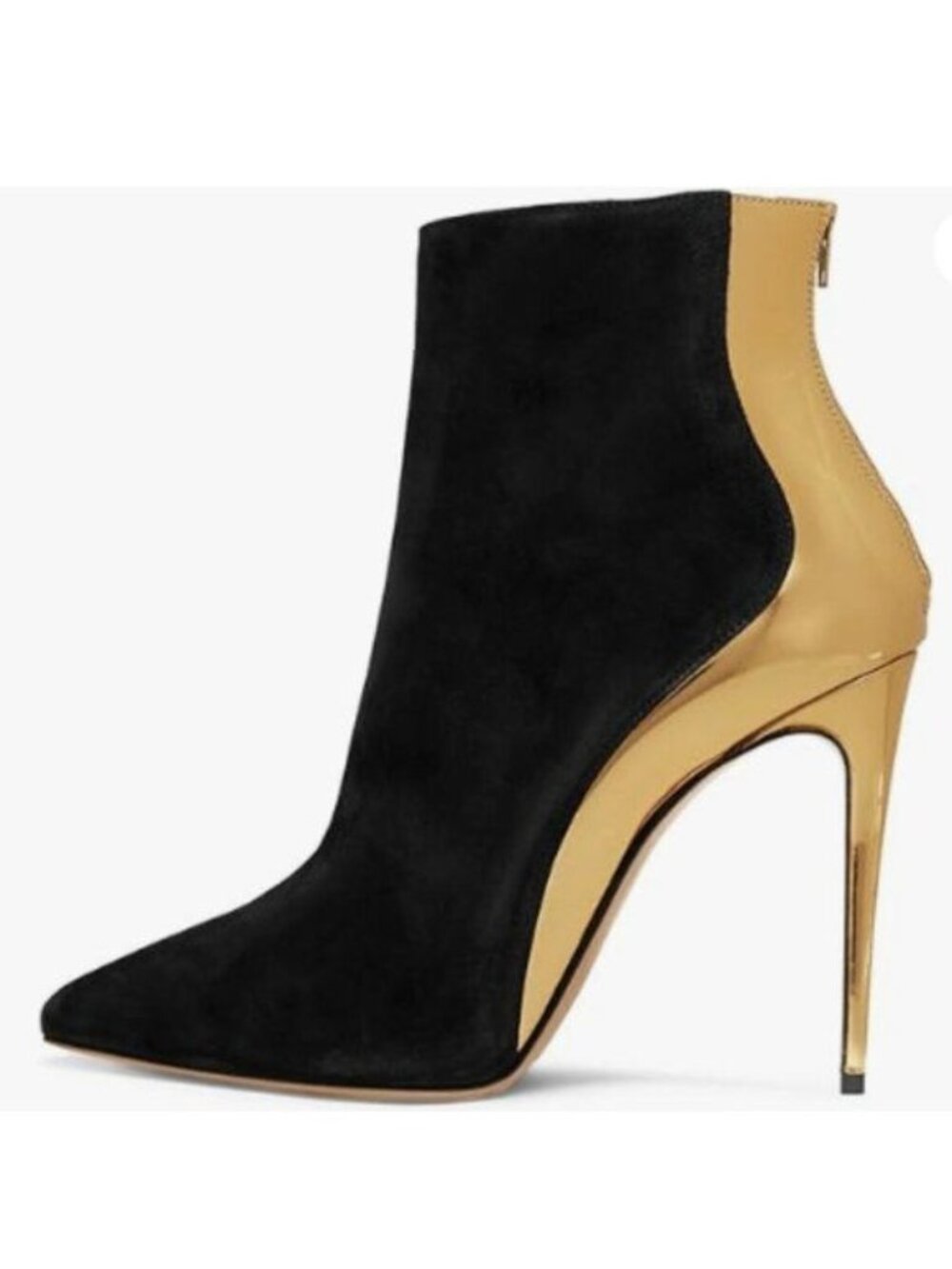 FSJ Women High Heel Ankle Boots with Rivets Closed Pointed Toe Stilettos Black